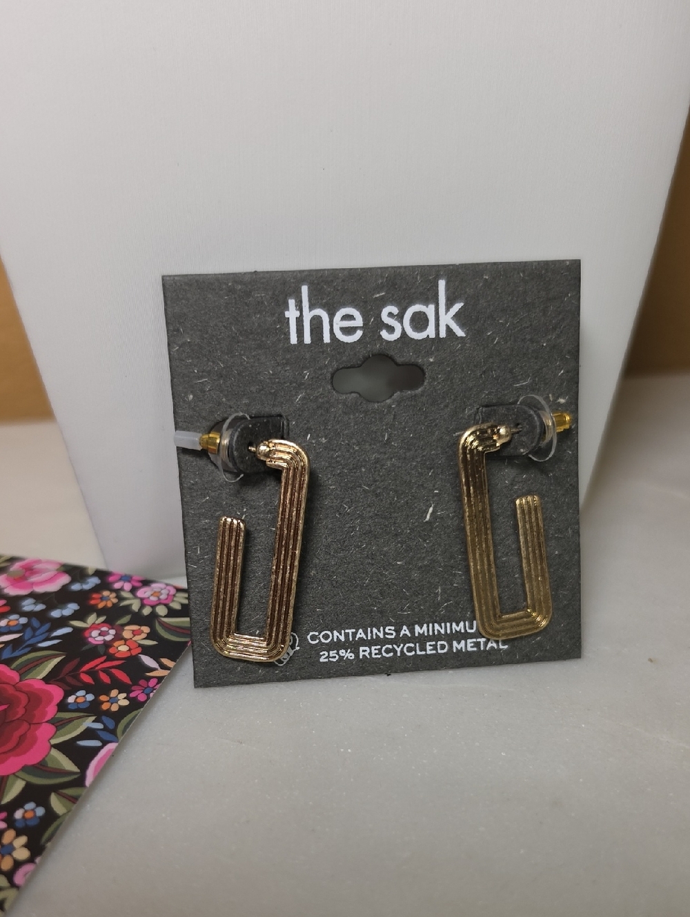 The Sak Gold Textured Rectangular Hoop Earrings